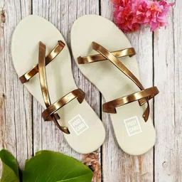 POSTCARD Women Bronze-Toned Solid Open Toe Flats-97