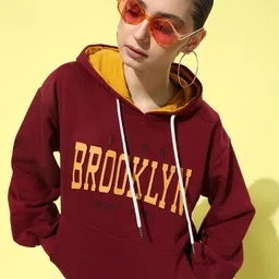 DILLINGER Women Typography Printed Hooded Oversized Sweatshirt-image-34
