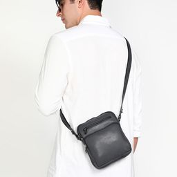 Sassora Textured Leather Structured Sling Bag-10