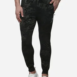 FUAARK Men Green & Black Camouflage Printed Slim-Fit Joggers-image-14