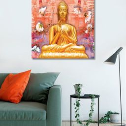 999Store Gold-Toned Printed Buddha Canvas Wall Art-46