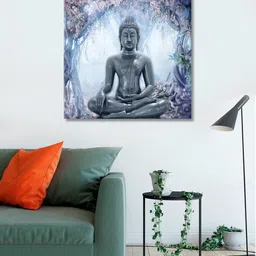 999Store Charcoal Grey Printed Buddha Canvas Wall Art-42
