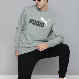 Puma Men Grey Printed Essential+ 2 Colour Big Logo Sweatshirt-image-79