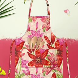 ArtzFolio Beige & Pink Printed Cotton Aprons-26