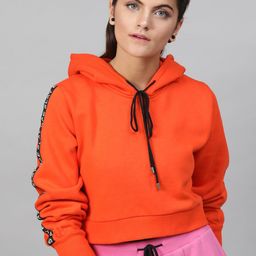 STREET 9 Women Orange & Black Solid Hooded Sweatshirt-image-37
