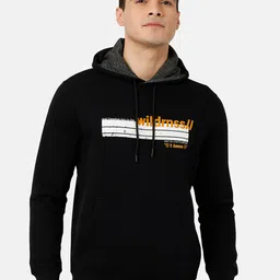 t-base Men Black Printed Hooded Sweatshirt-image-90