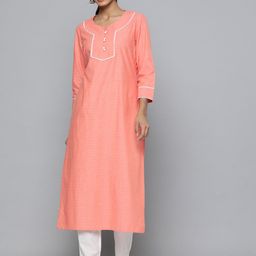 HERE&NOW Woven Design Pure Cotton Kurta-image-4