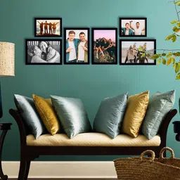 eCraftIndia Set Of 6 Black Solid Memory Wall Collage Photo Frames-7