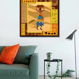 999Store Brown & Green Ethnic Woman Canvas Wall Art-43