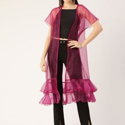 Antheaa Women Purple Solid Longline Shrug-19