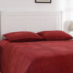 MASPAR Red Solid Cotton 310 GSM Double Queen Bed Cover-picture-29