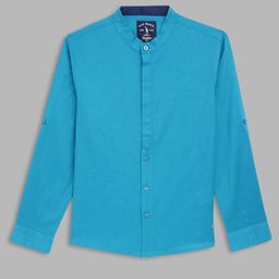Blue Giraffe Boys Blue Pure Cotton Casual Shirt-image-35