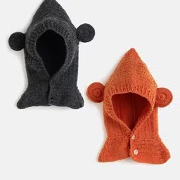 CHUTPUT Kids Set of 2 Grey & Orange Beanie-18