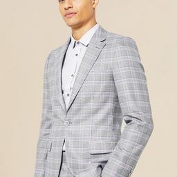 boohooMAN Checked Skinny Single Breasted Blazer-image-13