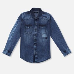 Gini and Jony Boys Navy Blue Faded Casual Shirt-image-92
