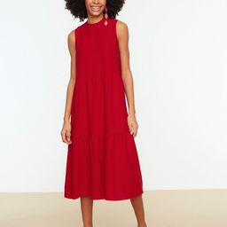 Trendyol Women Red A-Line Tiered Midi Dress-image-32