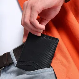 Sassora Men Textured Leather Money Clip Wallet-image-58
