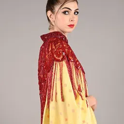 ODETTE Self Design Acrylic Crop Waterfall Shrug-30