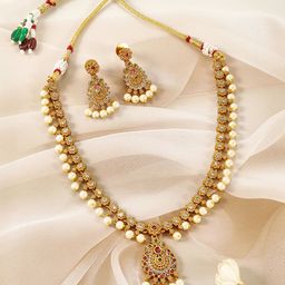 Rubans 22K Gold-Plated CZ-Studded Jewellery Set-11