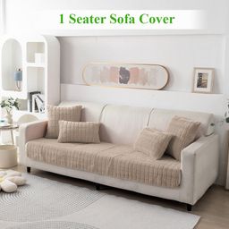 HOKIPO Beige Self Design Single Seater Sofa Mat-15