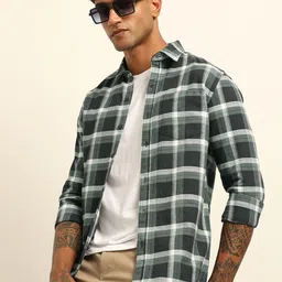 Bushirt Men Classic Opaque Checked Casual Shirt-image-46