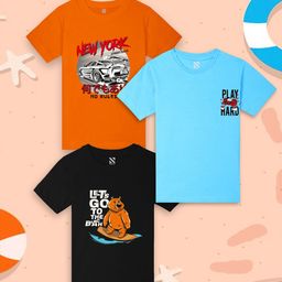 NUSYL Boys 3 Pack Of 3 Graphic Printed T-shirts-picture-56