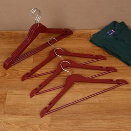 DREAM WEAVERZ Pack of 6 Maroon Heavy Duty Plastic Durable Adult Clothes Hangers-6