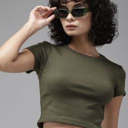 Roadster Women Solid Fitted Crop Top-picture-47