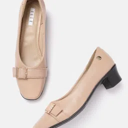 ELLE Women Block Heel Pumps with Buckle Detail-46