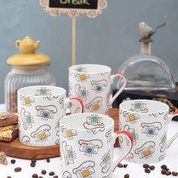 GOODHOMES White Set of 4 Bone China Cups-44