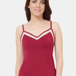 Amante Women Maroon V-neck Lace Sleep Camisole SLT28401-image-31