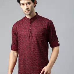 Majestic Man Men Ethnic Motifs Printed Cotton Kurta-25