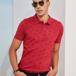 Red Flame Men Printed Polo Collar Pockets T-shirt-image-82