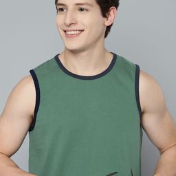 Mast & Harbour Men Sage Green Solid Pure Cotton T-shirt-image-36
