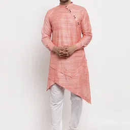 KLOTTHE Men Woven Design Asymmetric Kurta with Churidar Pyjama-picture-26