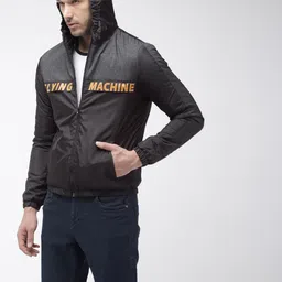 Flying Machine Men Black Solid Jacket-33