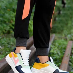 Mactree Men White Colourblocked PU Sneakers-image-48