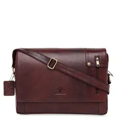 WildHorn Men Maroon Solid Genuine Leather Messenger Bag-image-72