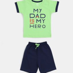 Toonyport Kids Green & Navy Blue Printed T-shirt with Shorts-52