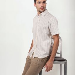 Celio Men Cotton Classic Striped Regular Fit Casual Shirt-picture-2
