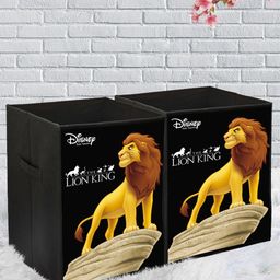 Kuber Industries Set Of 2 Black & Yellow Disney Lion King Printed Foldable Sustainable Organisers-16