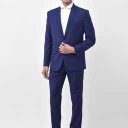 LUXURAZI Men Blue Solid Single-Breasted Tailored-Fit Formal Suit-image-65