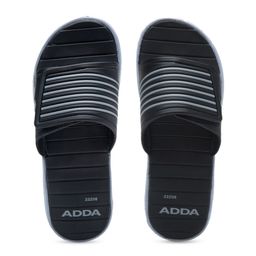 Adda Men Black & Grey Striped Sliders-picture-44