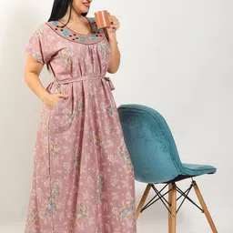 Noty Floral Printed Round Neck Maxi Nightdress-picture-33