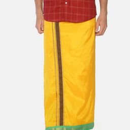 Sethukrishna Men Yellow Solid Double Layer Readymade Dhoti-image-5