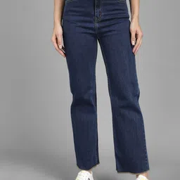 Kotty Women Navy Blue Flared High-Rise Clean Look Jeans-image-47