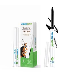 Mamaearth Long Stay Kajal 0.35g - Charcoal Black & Soothing Eyeliner 3.5ml - Black-51