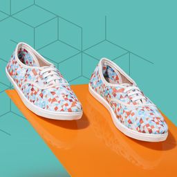 Kook N Keech Women Blue & Orange Geometric Print Sneakers-picture-16