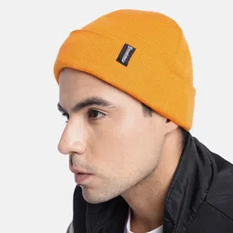 Roadster Unisex Mustard Yellow Solid Fisherman Beanie-11