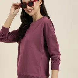 HERE&NOW Round Neck Solid Sweatshirt-image-19